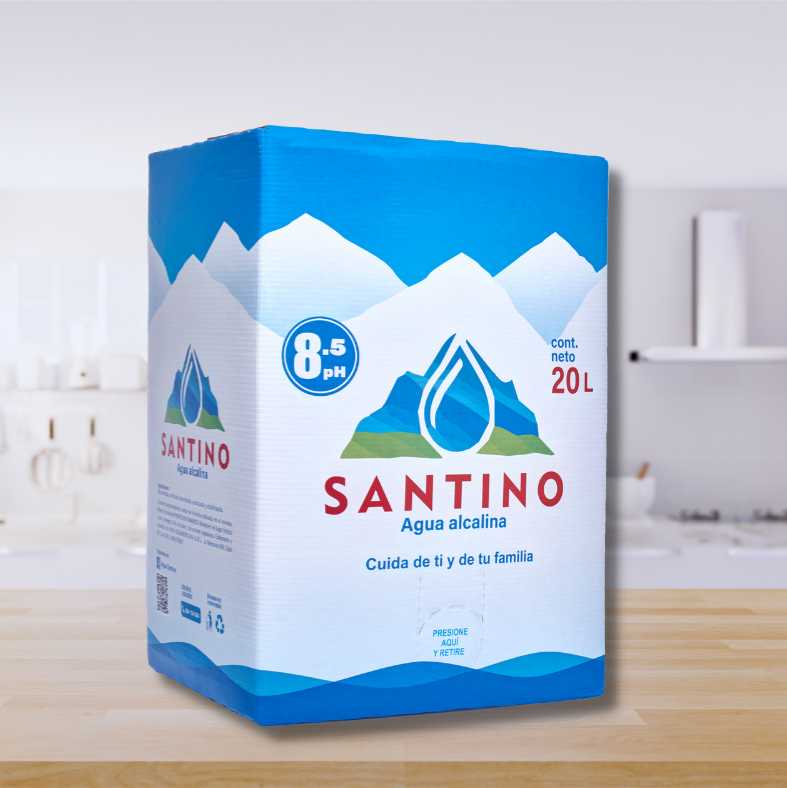 Caja de 20 litros Agua Santino PH alcalino 8.5